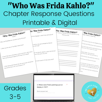 Preview of Who Was Frida Kahlo? - Novel Study Chapter Questions Printable & Digital