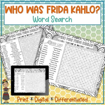 Preview of Who Was Frida Kahlo Word Search Puzzle Activity