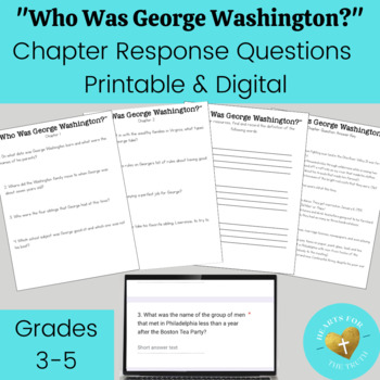 Preview of Who Was George Washington? - Novel Study Chapter Questions Printable & Digital