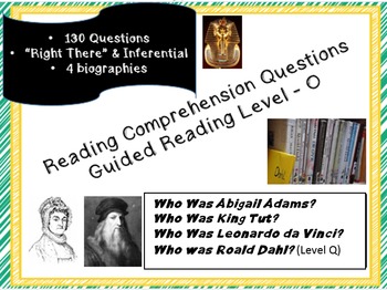 Preview of "Who Was?" 4 Biographies; reading level O; nonfiction comp questions; Bundle