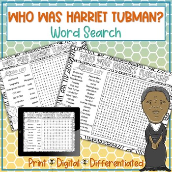 Preview of Who Was Harriet Tubman Word Search Puzzle Activity