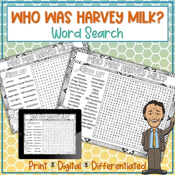 Preview of Who Was Harvey Milk Word Search Puzzle Activity