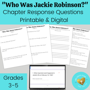 Preview of Who Was Jackie Robinson? - Book Study Chapter Questions Printable & Digital