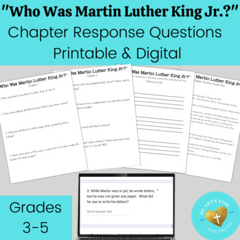 Preview of Who Was Martin Luther King Jr.? Book Study Chapter Questions Printable & Digital