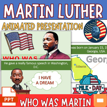 Preview of BHM: Who Was Martin Luther King Jr.? PowerPoint & Google Slides for K-2nd Grade