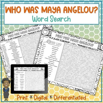 Preview of Who Was Maya Angelou Word Search Puzzle Activity