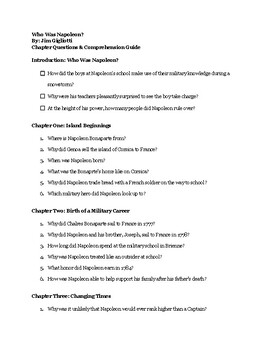Preview of Who Was Napoleon? Chapter Questions, Comprehension Guide + KEY