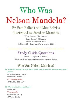 Preview of Who Was Nelson Mandela? by Pam Pollack and Meg Belviso; Multiple-Choice Quiz w/A