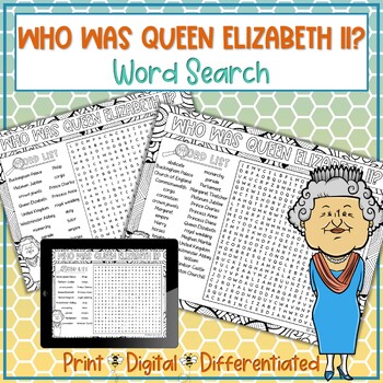 Preview of Who Was Queen Elizabeth II Word Search Puzzle Activity