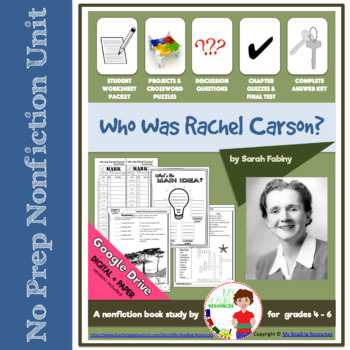 Preview of Nonfiction Book Study: Who Was Rachel Carson? by Sarah Fabiny (Print + DIGITAL)