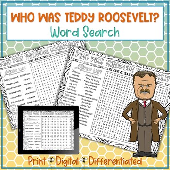 Preview of Who Was Theodore Roosevelt Word Search Puzzle Activity