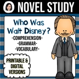 Who Was Walt Disney? NO-PREP Novel Study Distance Learning