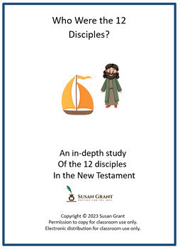 Preview of Who Were the 12 Disciples?  Worksheets Quiz Bible