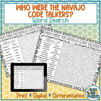 Preview of Who Were the Navajo Code Talkers Word Search Puzzle Activity