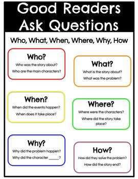 Preview of Who, What, When, Where, Why, How Anchor Chart & Worksheet (The 5 W's)