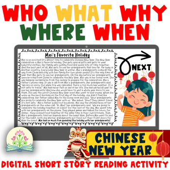 Preview of Who What When Where Why Worksheets & Digital Story | Chinese New Year