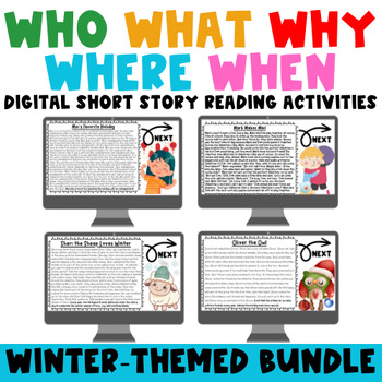 Preview of Who What When Where Why Worksheets & Digital Story | Winter Holiday BUNDLE