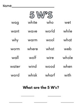 Who, What, When, Where, and Why by Little Learners with Miss K | TPT