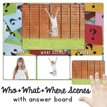 Preview of Who, What, Where Scenes: Wh-Questions w. BOOM CARDS