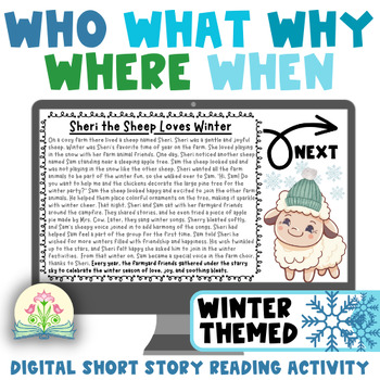 Preview of Who What Where When Why Differentiated Worksheets & Digital Game | Winter Story