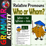 Who Whom Relative Pronouns Anchor Chart Center Activity Ta