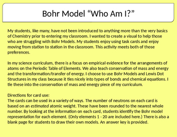 Preview of Who am I? Bohr Model task cards