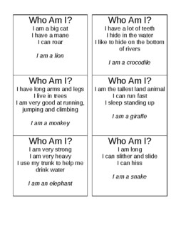 Preview of Who am I? Cards
