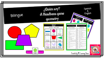 Preview of game: Who am I? Headbans with Plane shapes - Bilingual dual language - geometry