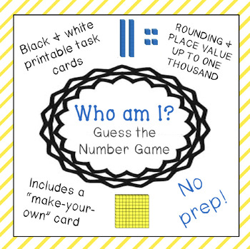 Preview of MATH TASK CARDS | Place Value and Rounding | WHO AM I? GUESSING GAME
