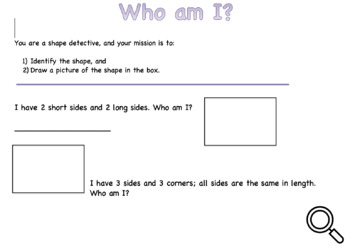 Preview of YEAR 1- Maths: Who am I? (Shape Detective Worksheet)