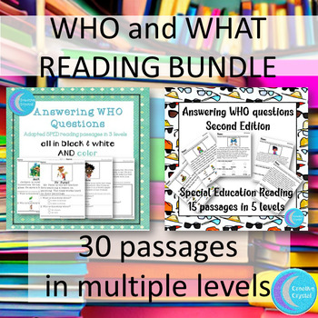 Preview of Who and What Reading Comprehension Passages Bundle