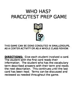 Preview of Who has? PARCC/ Test Prep Words Game