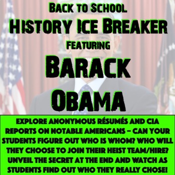 Preview of ICE BREAKER! Who is Whom in American History? Barack Obama!