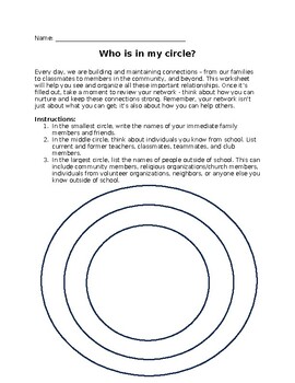 Preview of Who is in my circle? Networking Worksheet