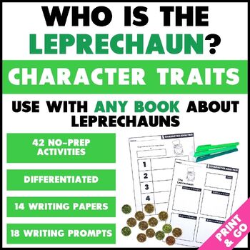 Preview of Leprechaun Character Development Graphic Organizers & Character Trait Worksheets