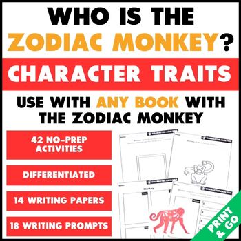 Preview of Chinese Zodiac Animal Activities - The MONKEY Character Development Worksheets