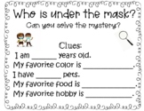 "Who is under the mask?" Craftivity