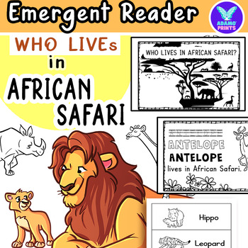 Preview of Who lives in African Safari Emergent Reader Tracing Kindergarten Mini Book