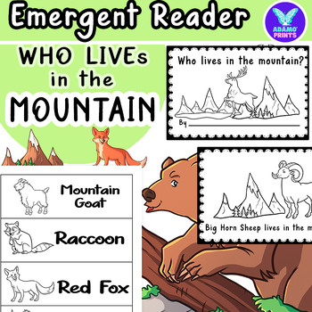 Preview of Who lives in the Mountain - Emergent Reader Kindergarten & First Grade Mini Book