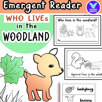 Preview of Who lives in the Woodland - Emergent Reader Kindergarten & First Grade Mini Book
