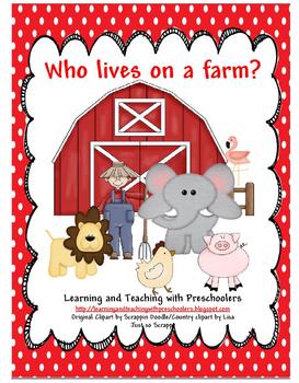 Preview of Who lives on a farm? Pocket Chart Activity