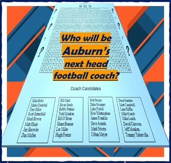 Preview of Who'll be Auburn's next head football Coach?   [WORDS SEARCH]