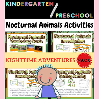 Preview of Who's Awake at Night? A Nocturnal Animal Activity Pack,PreK & Kindergarten Grade