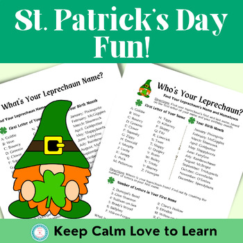 Preview of St. Patrick's Day Writing Activity - Who's Your Leprechaun? Leprechaun Name Fun!