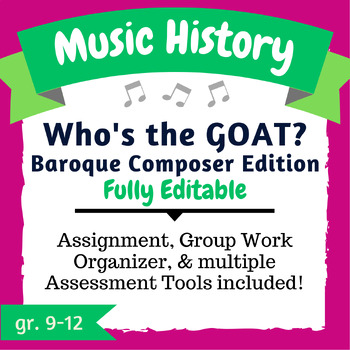 Preview of Who's the GOAT? Baroque Composers Edition (Editable)