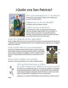 Preview of Who was Saint Patrick? Una Lectura de San Patricio en Espanol
