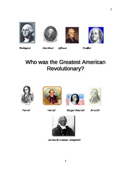 Preview of American Revolution: Who was the Greatest American Revolutionary?