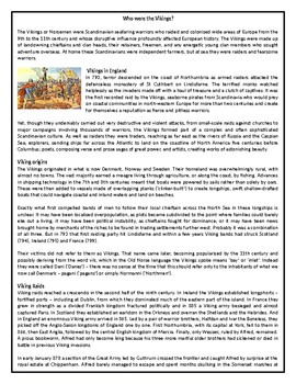 Who were the Vikings - Reading Comprehension Worksheet 