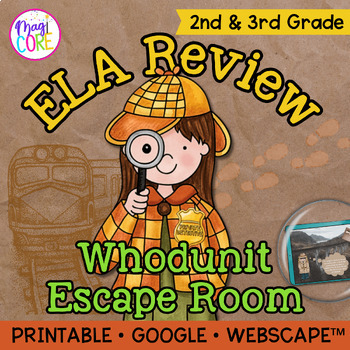 Preview of Whodunit Reading Comprehension Review Escape Room & Webscape™ 2nd 3rd Grade ELA
