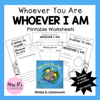Preview of Whoever You Are by Mem Fox- printable worksheets